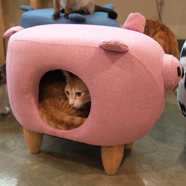 고양이 냥이 인테리어 하우스 집 숨숨집 핑크돼지