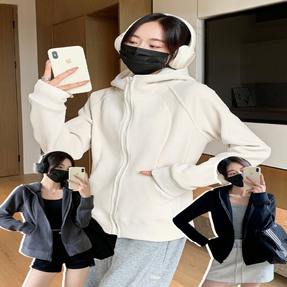 후드 플리스 집업 여성 후리스 운동복 자켓 4컬러