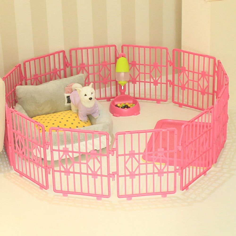 강아지 소형 울타리 일상 핑크 12P 애견 펜스 칸막이