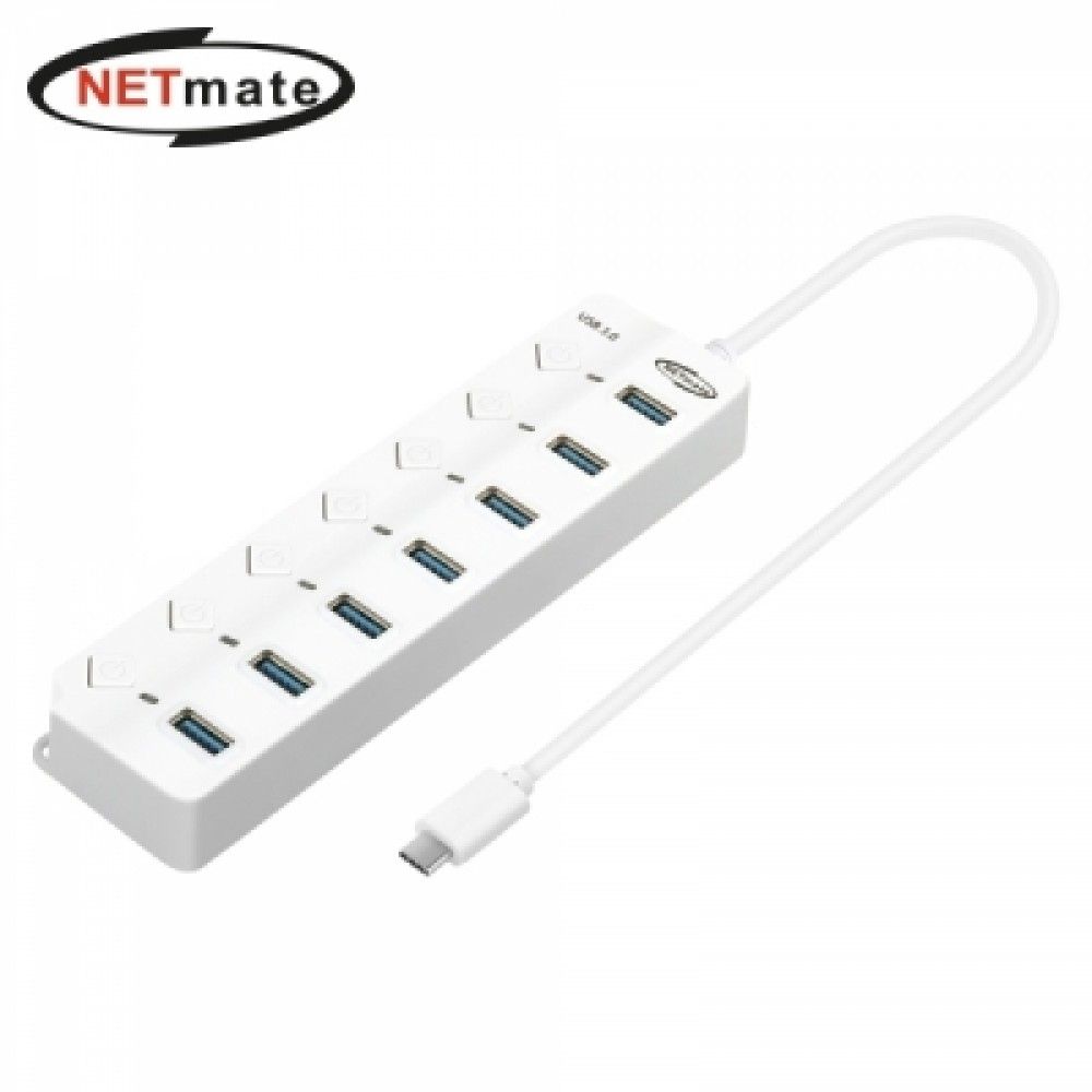 넷메이트 NMJSUBC305W USB3.0 Type C 7포트 허브 화이