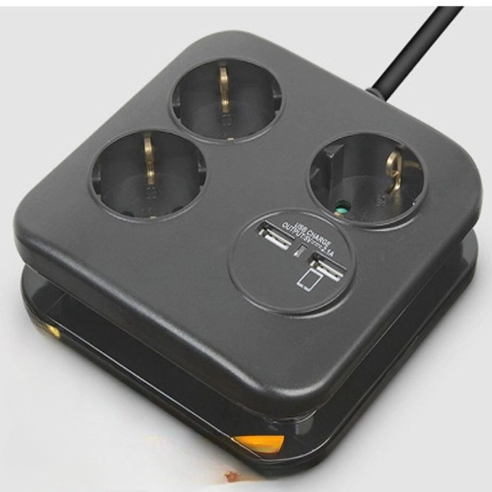 LUG 스마트폰충전 USB2포트 4구큐브멀티코드 BLACK
