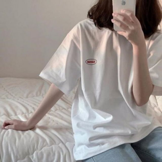 S27156 라운드 루즈가슴영문 기본 반팔티 데이 커플티