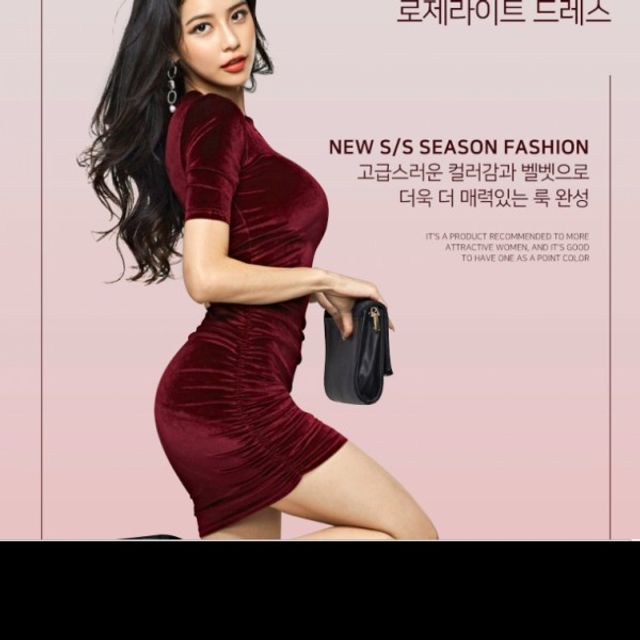 여성벨벳미니원피스 슬림핏 원피스 기본 셔링 데이 반