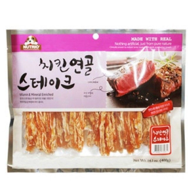 강아지용 연골 치킨 일상 스테이크 400g 3개 강아지간