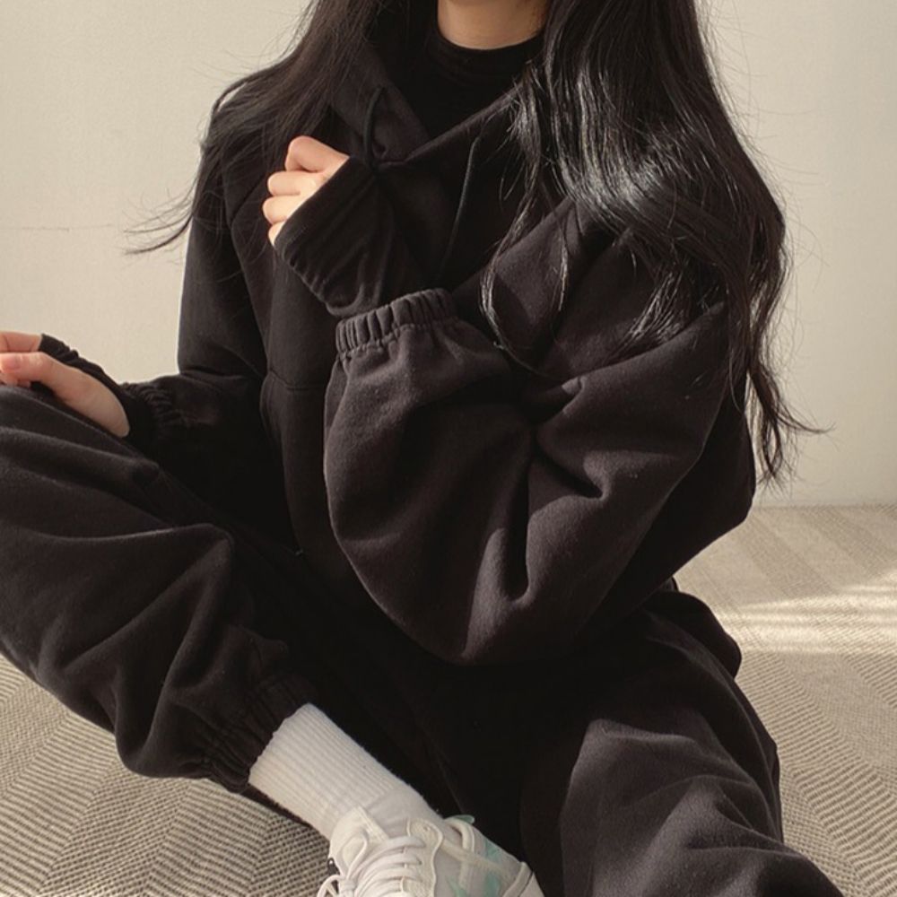 여자 데일리 크롭후드 조거팬츠 셋업 879