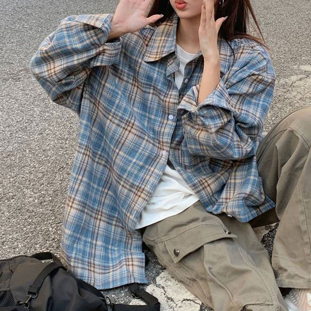 데일리 긴팔 셔츠 여자 오버핏 루즈핏 캐주얼 학생룩