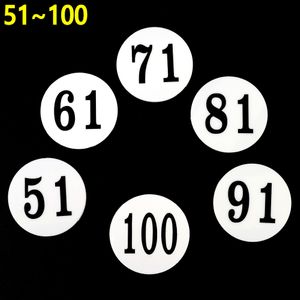 아이티알,NE 원형 아크릴 숫자 번호판 (51~100번) 60X60mm 낱개5개