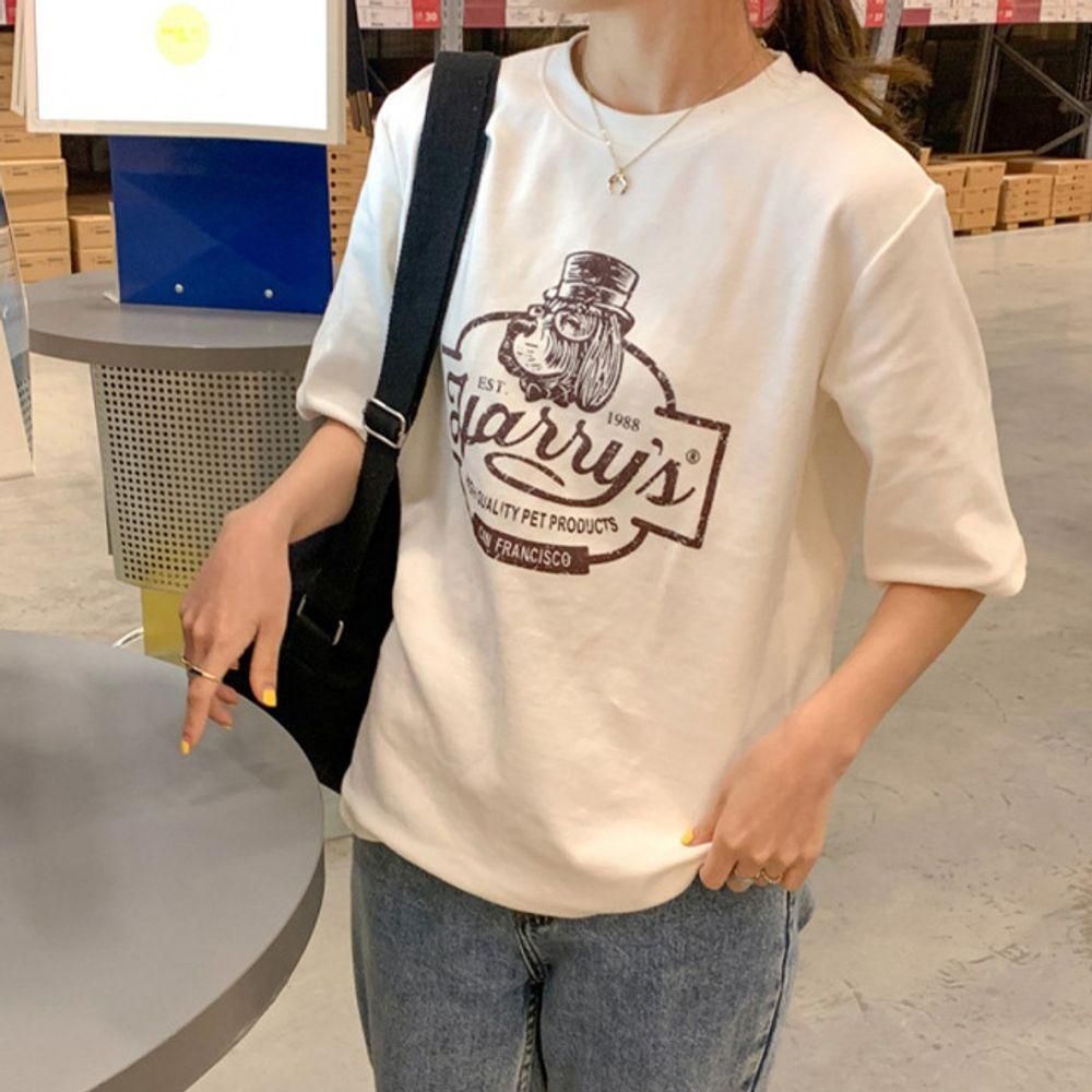 여성 빈티지 루즈핏 반팔티 1P 여름 데일리 티셔츠