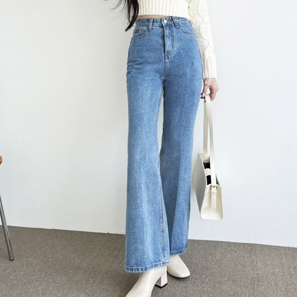 여성 밑단 부츠컷 하이위스트 느낌 데일리 청바지