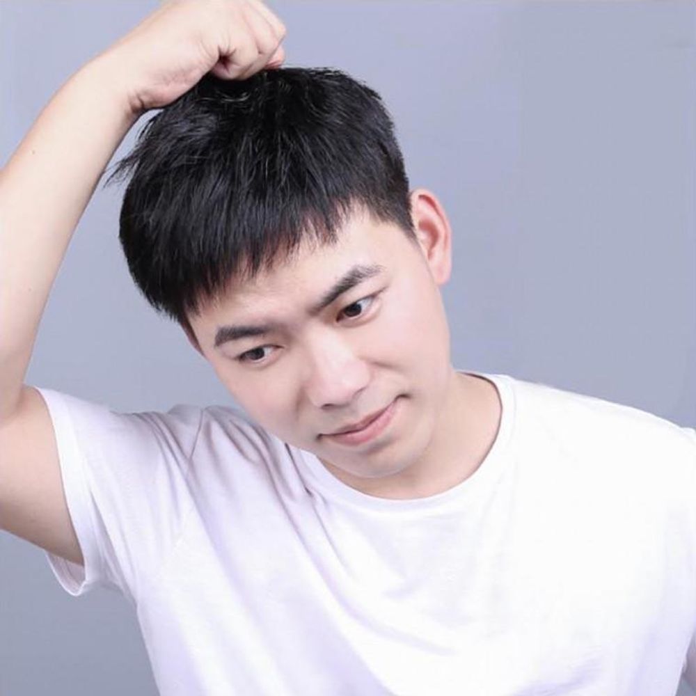 자연스러운 똑딱이 남성용 정수리 가발