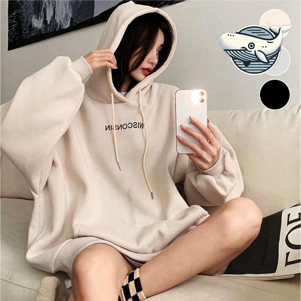 편안한 후드 카주얼 오버핏 티셔츠 영문 프린팅