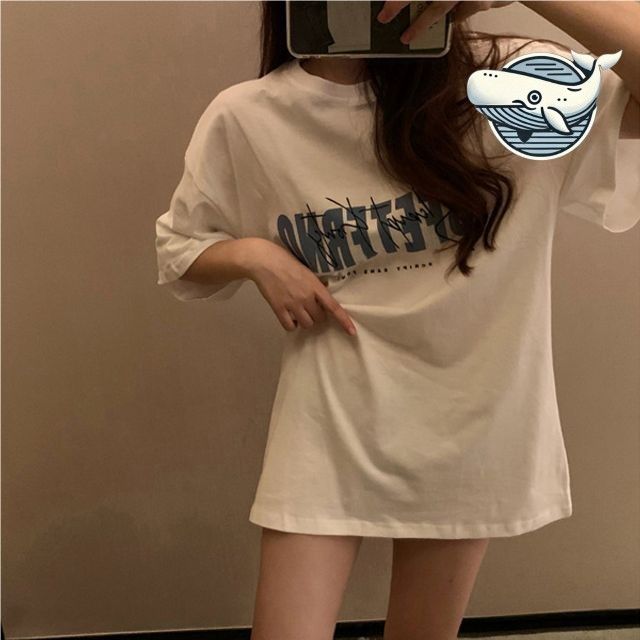오버핏 캐주얼 티셔츠 편안한 프린트 반팔티