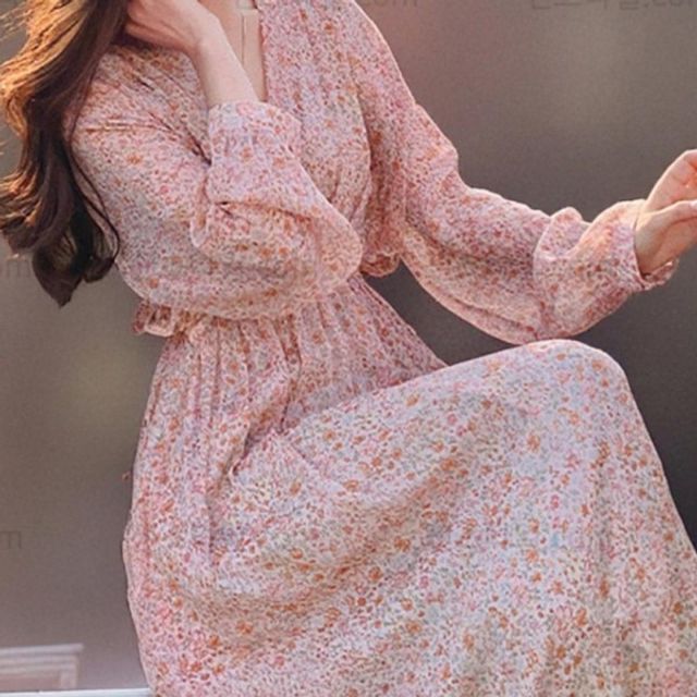 플라워 여자 롱원피스 기본 쉬폰 데이 봄 하객룩 여성