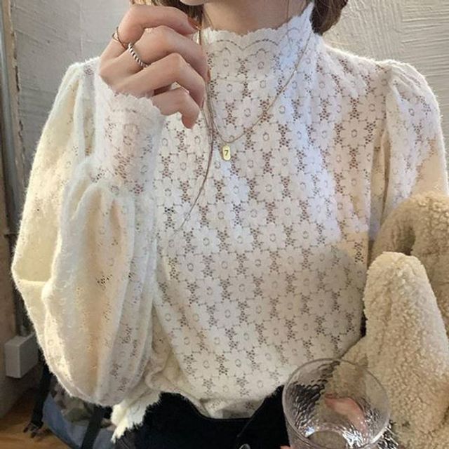 X 반목 망사 블라우스 2컬러 여성 이너티 레