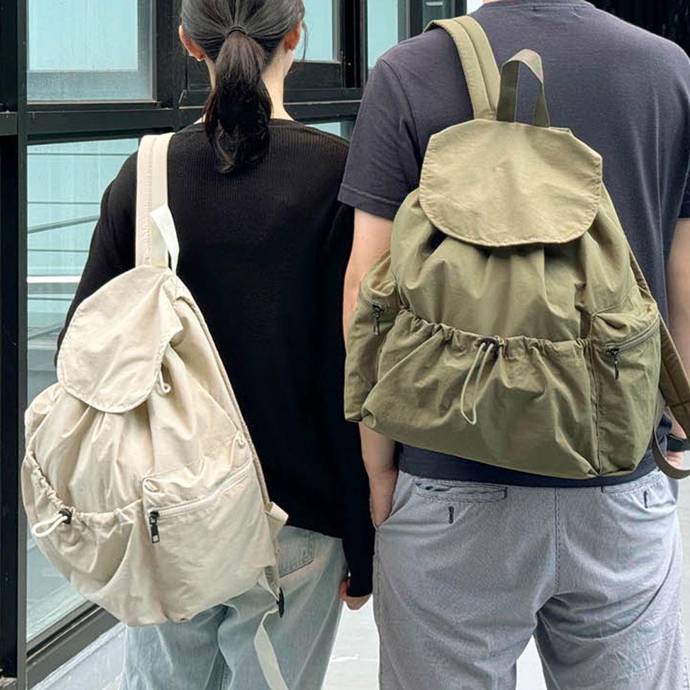 캐주얼 포켓 스트랩밴딩 남녀공용 백팩 커플 여행룩