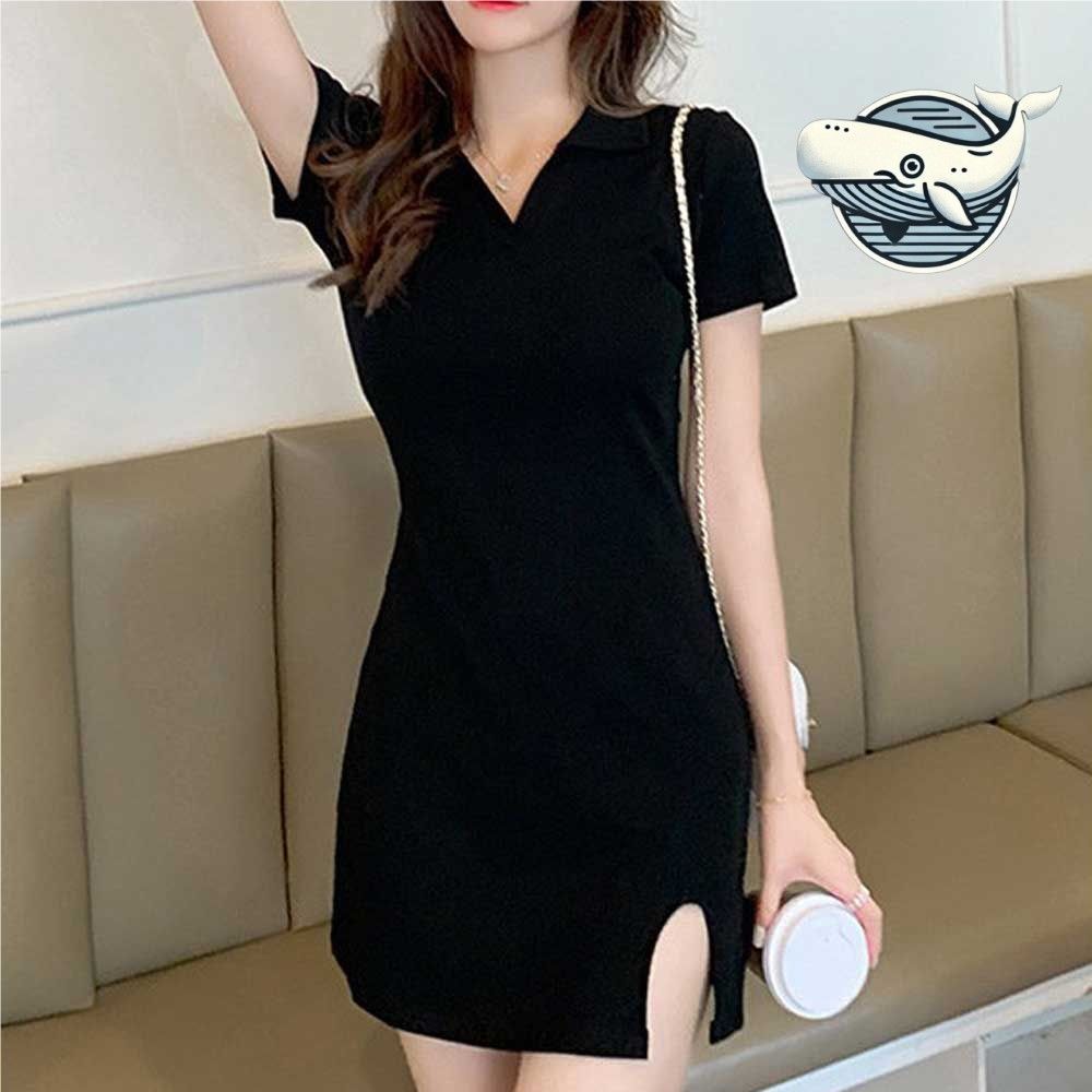 브이넥 카라 블랙 원피스 데일리 룩 상큼한