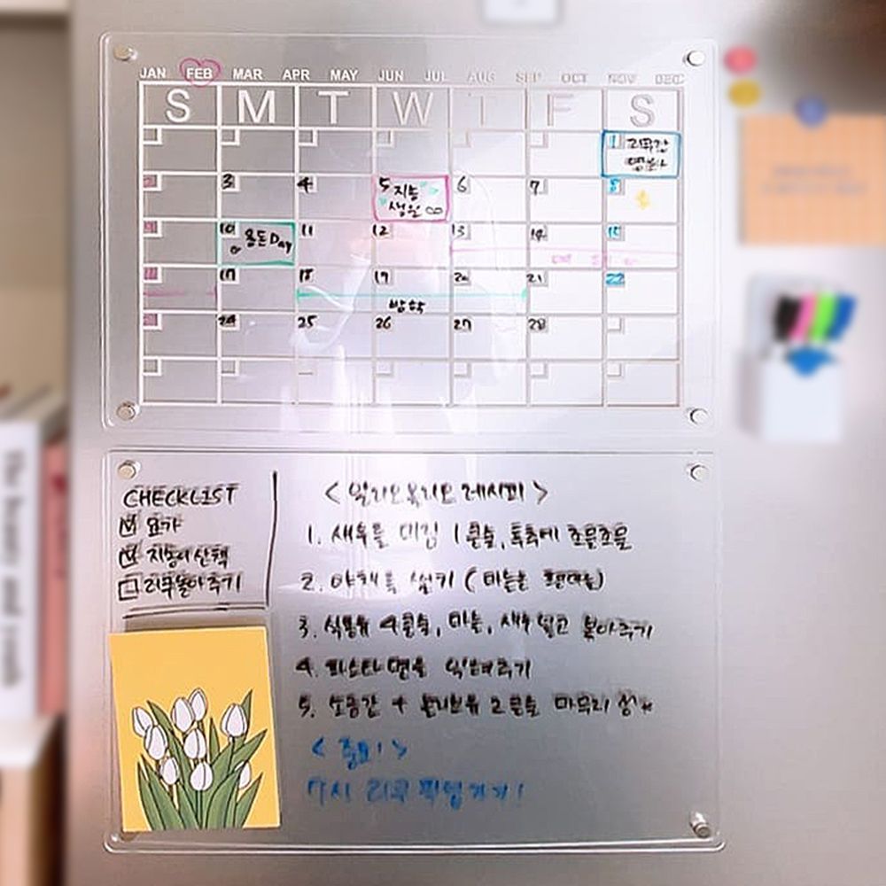 투명 자석 메모 보드 아크릴 월간형 체크리스트