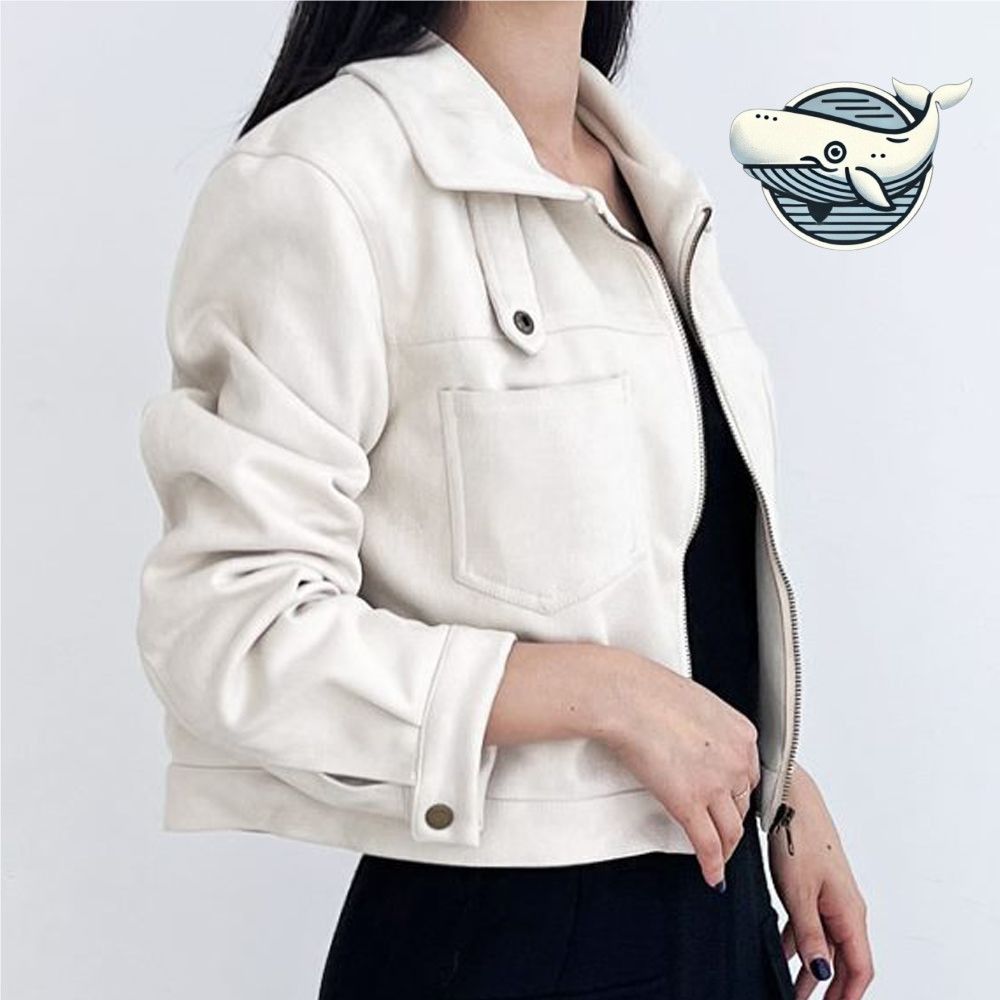 여성 슬림 핏 크롭 스웨이드 자켓 심플한