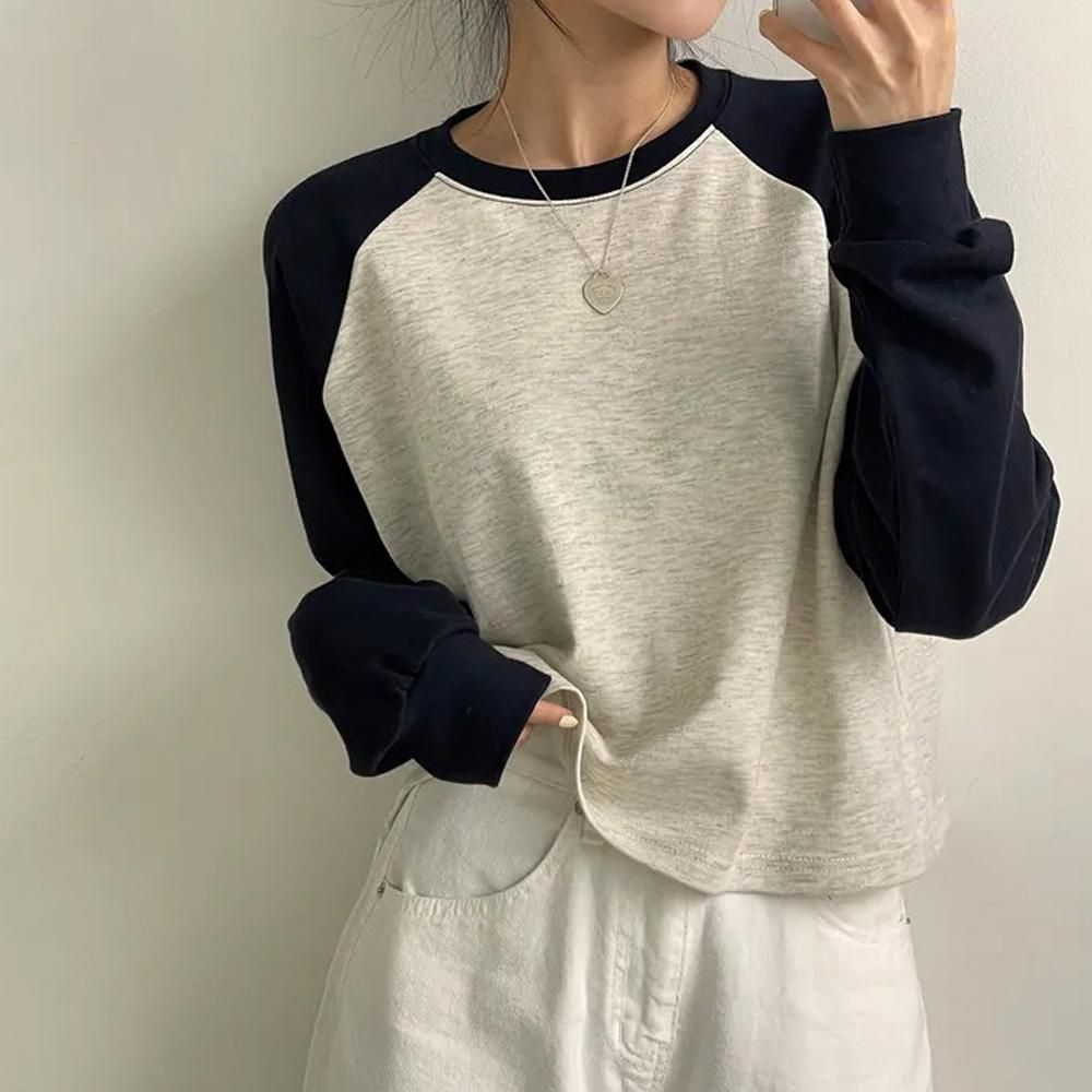 크롭 긴팔 나그랑 여자 예쁜 반 빈티지 Of