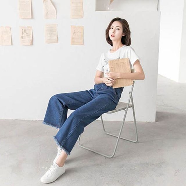 여성 M 데님 X 싶은 입고 데일리 매일 진청