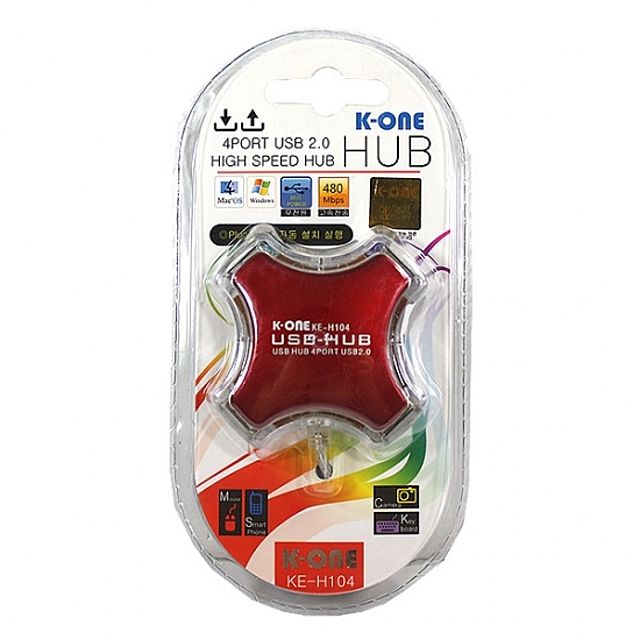 USB 4포트 허브KE-H104(레드)(벌크제품)