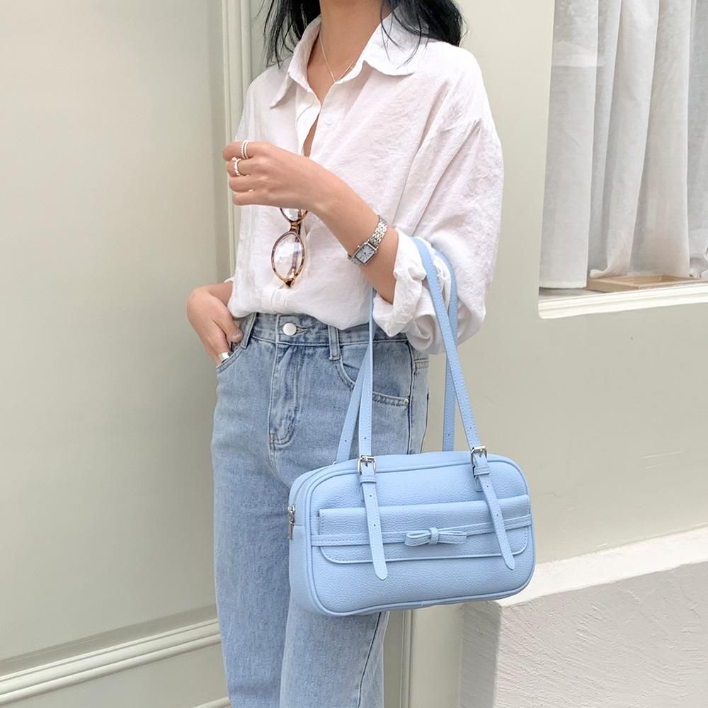 여성 데일리 캐주얼 보스턴 리본 숄더백 가방