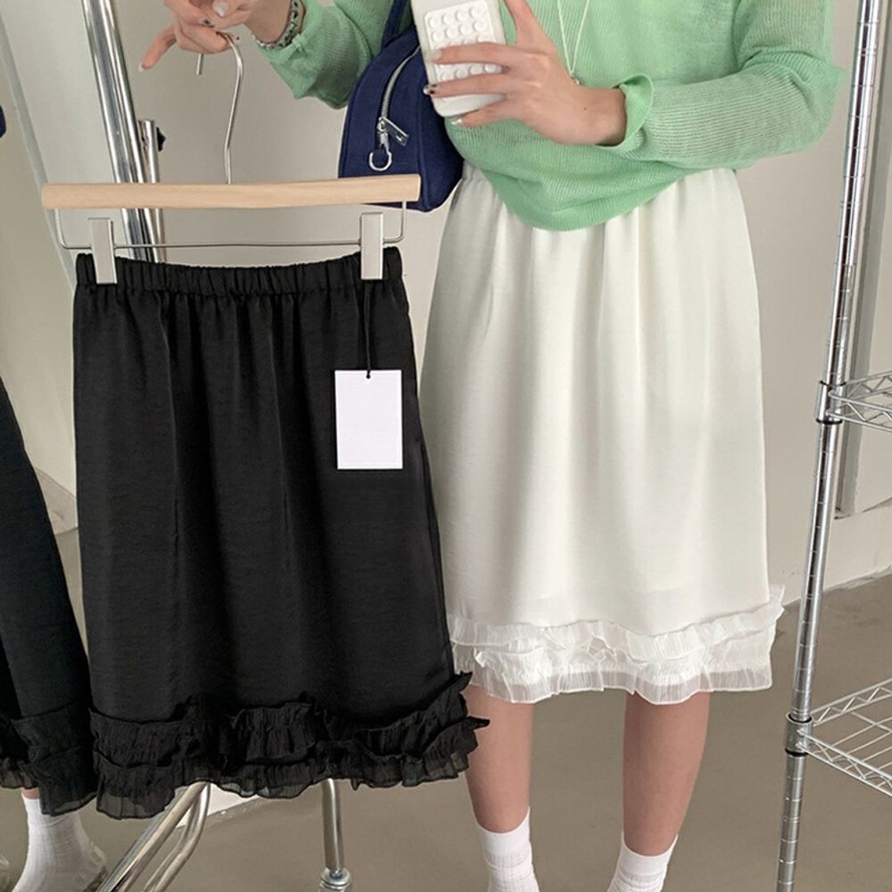 여성 봄 여름 치마 프릴 캉캉 밴딩 스커트 2컬러