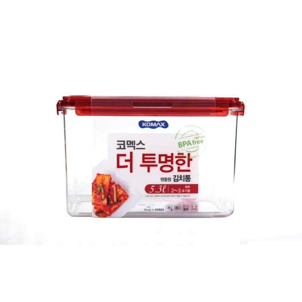 코멕스 김치통 더투명한 직사각 핸들형 밀폐용기 5.3L