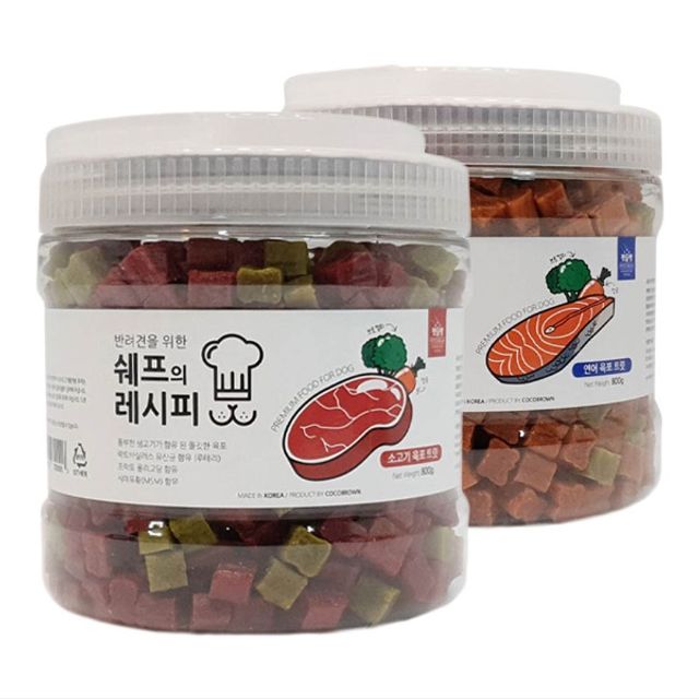 강아지 칭찬 영양간식 소프트츄 소고기연어 2종트릿