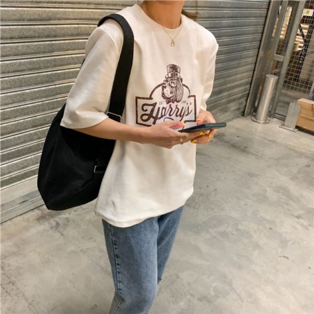 해리스 빈티지스타일 나들이 기본 라운드넥 데이 루즈