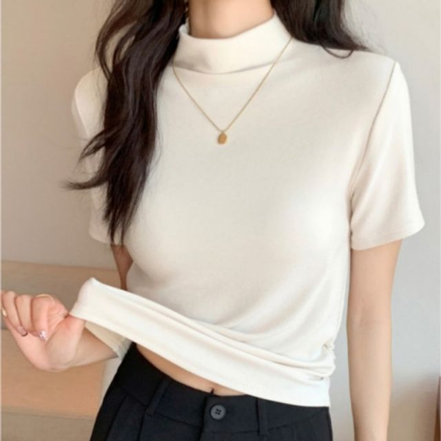셔링 반폴라 하프넥 기본 반팔 데이
