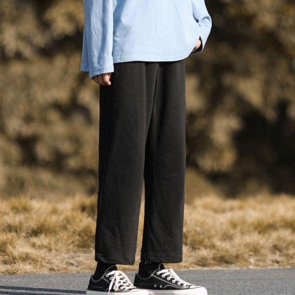 심플 와이드 남성 허리밴딩 디자인 팬츠 데일리 카고