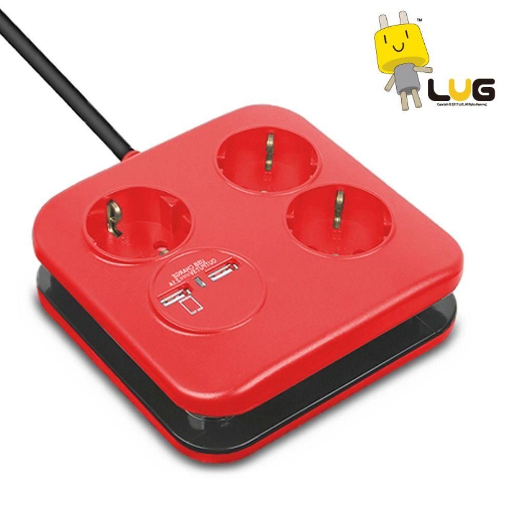 박스 CUBE 사각 콘센트 멀티탭 3구 USB 2포트 (RB)