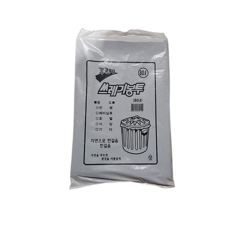 쓰레기봉투 80L 흰색 중 푸르미 x5 - 식자재 용품