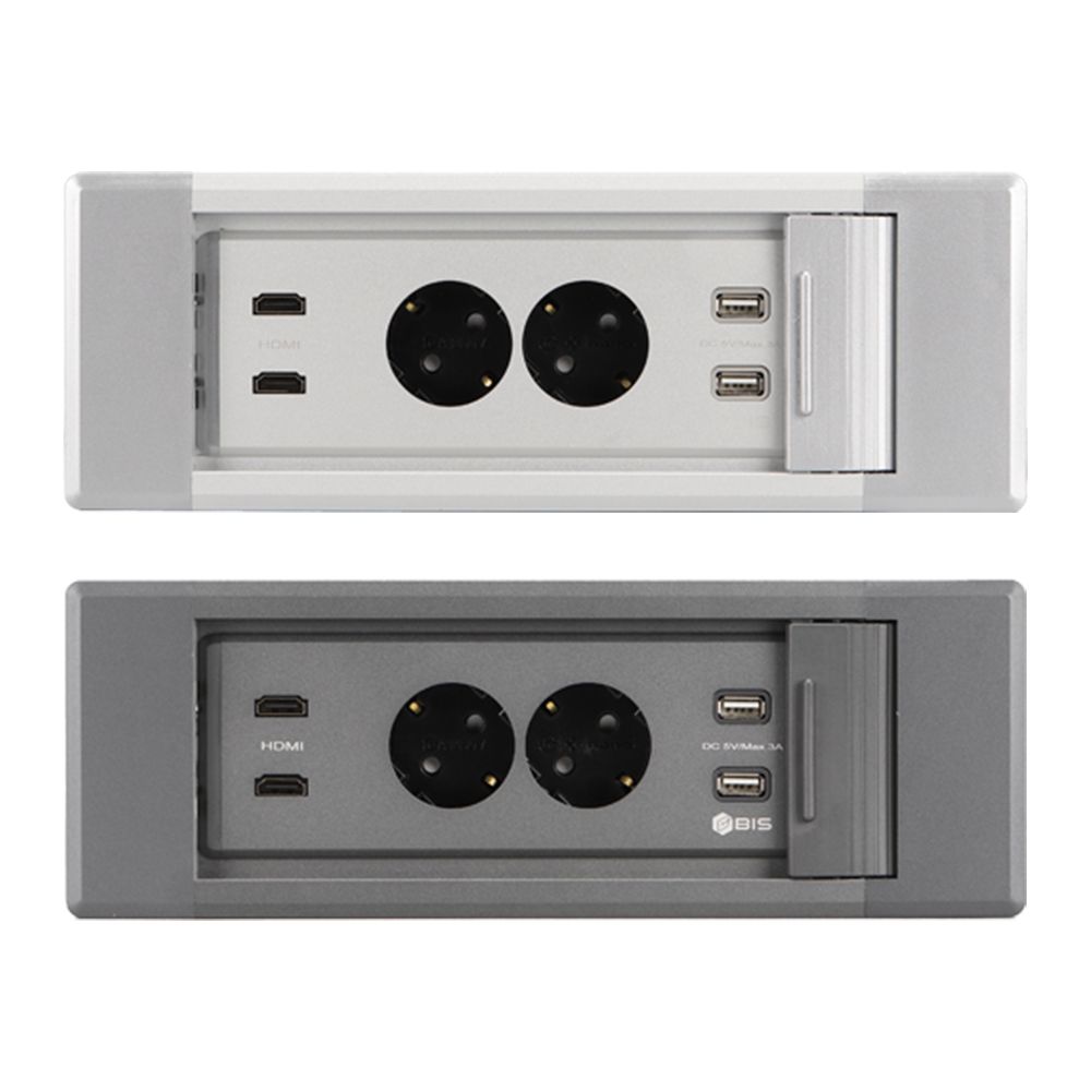 KC 3in1 국산 매립형 2구 콘센트 USB HDMI 슬라이딩