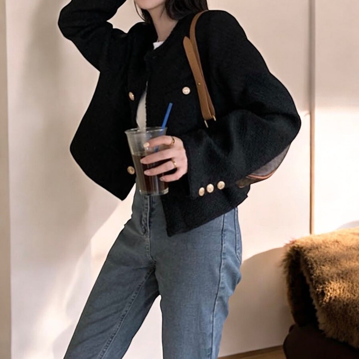 베르 트위드자켓 노카라 숏 크롭 자켓 3size