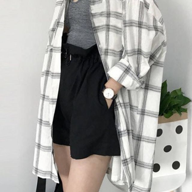 롱남방 체크 셔츠 GD49