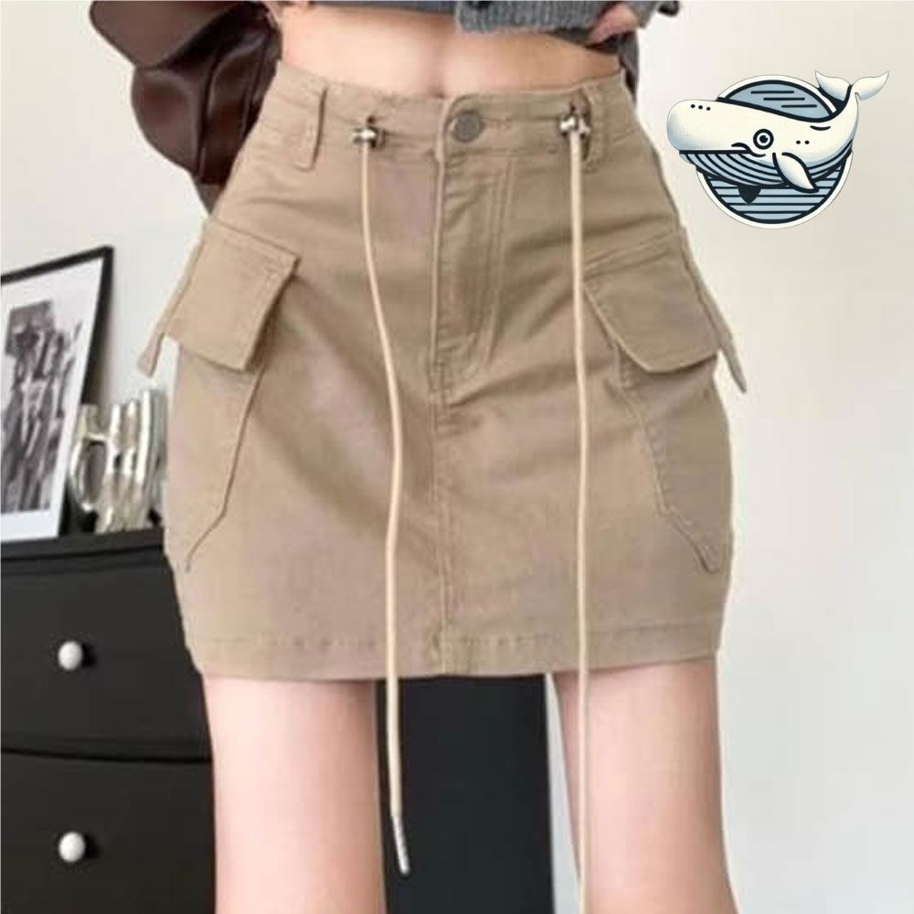 허리 조절 카고 미니 스커트 캐주얼 스타일