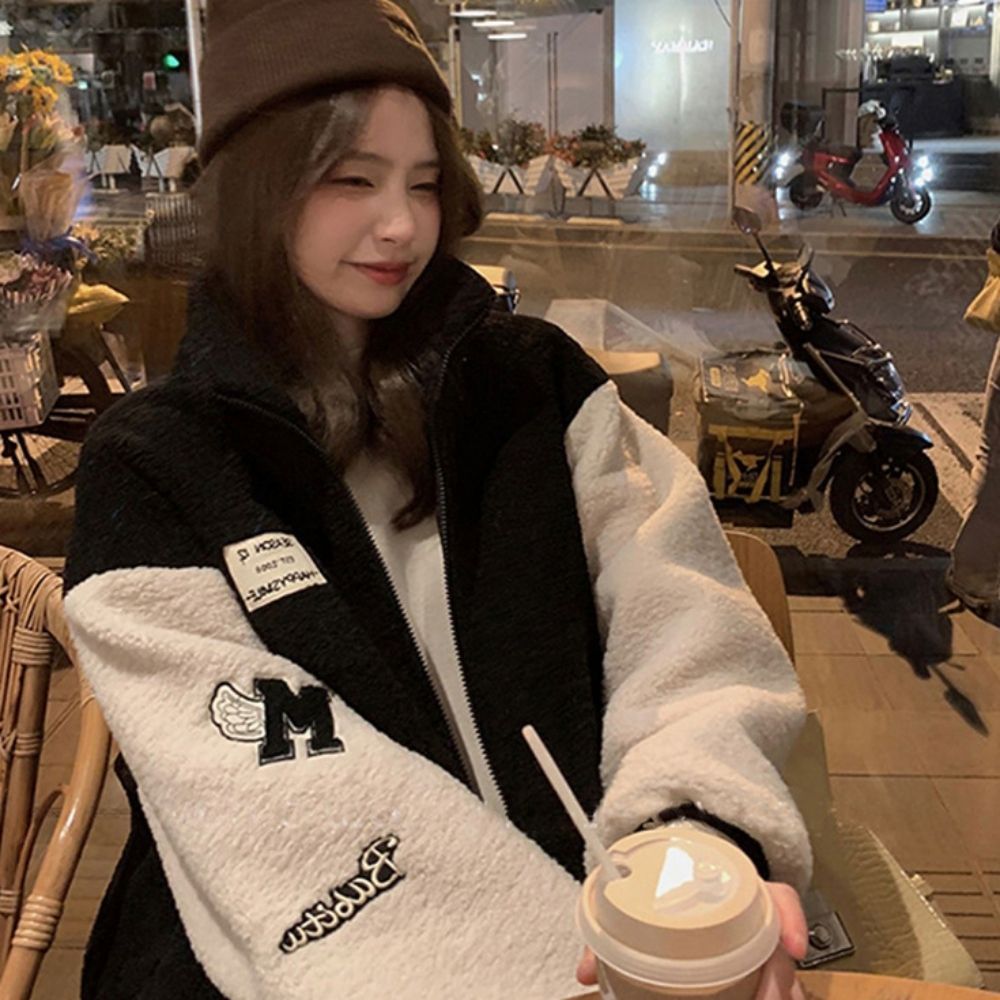 여성 집업 캐주얼 기타 패치 포인트 패션 후리
