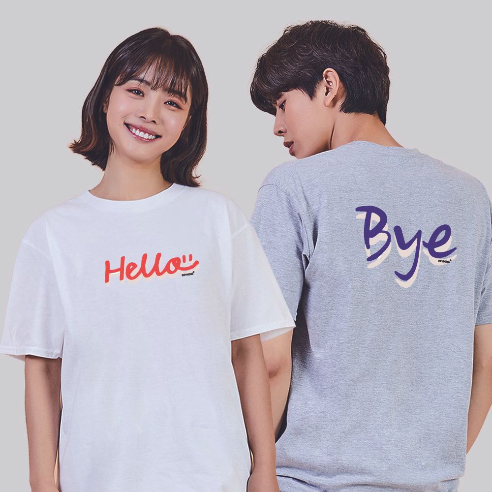 키밍 HELLO BYE 후드반팔티 커플트윈룩