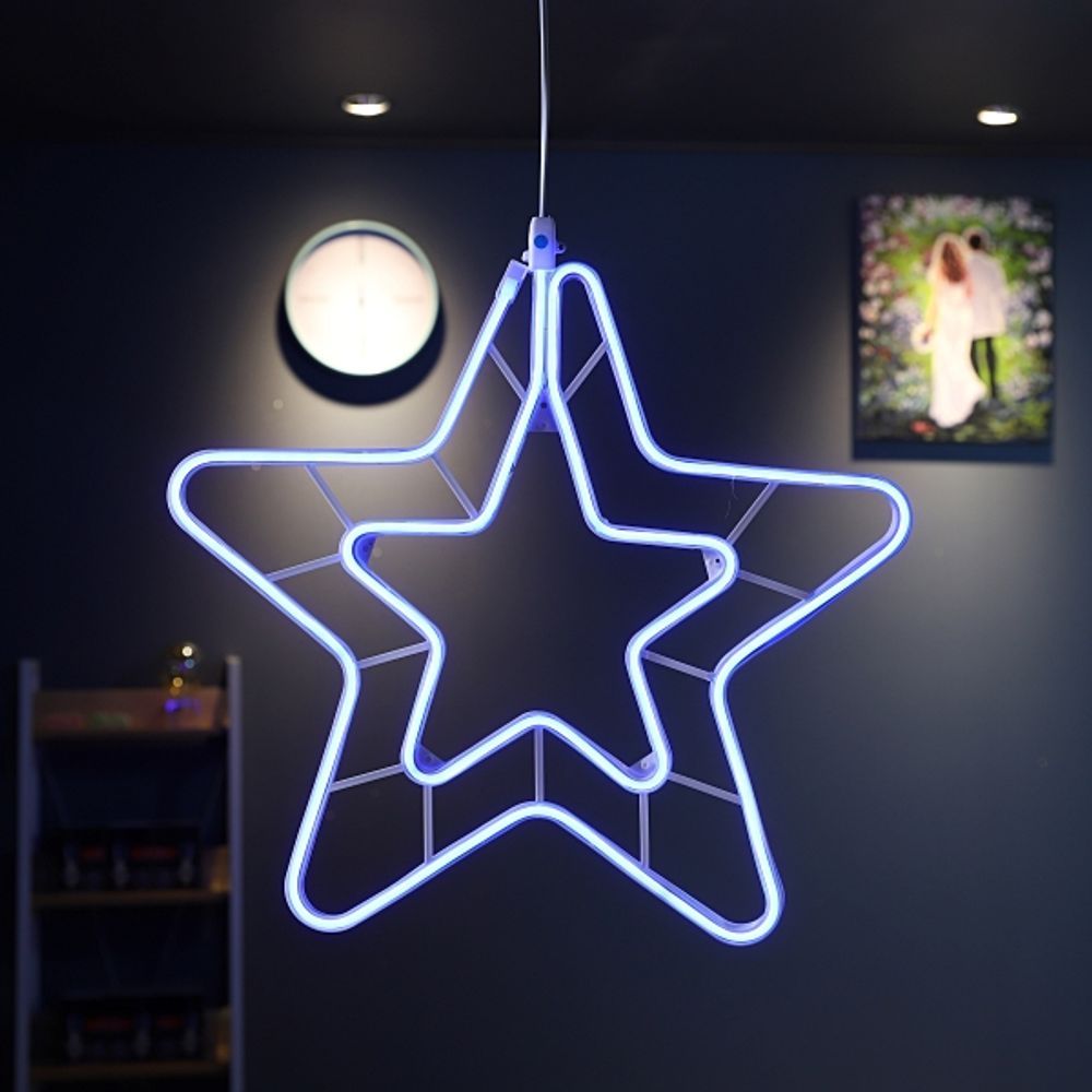 LED 이중별 네온플렉스(DC24V) 55CM 무점멸 블루