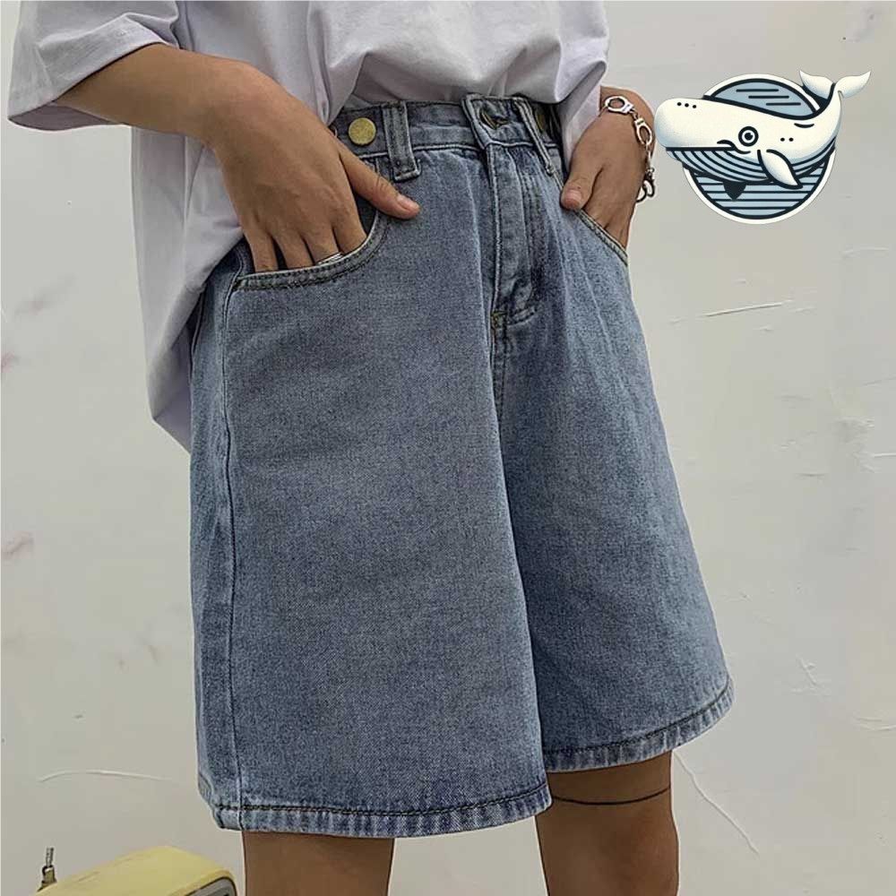 캐주얼 여름 데님 쇼츠 편안한 뒷밴딩 연청