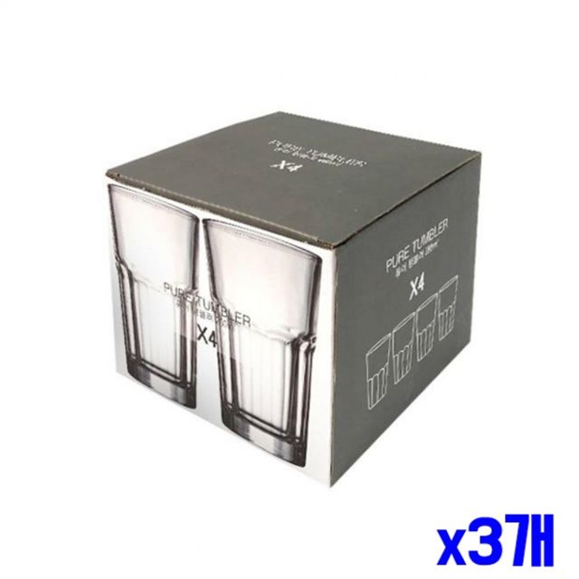 베이직 투명 유리컵 280ml 4p x3개 주방컵 가정용컵