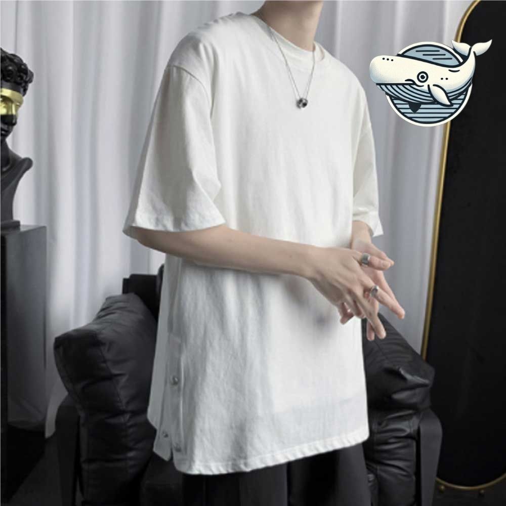 편안한 무지 오버핏 남자 반팔 티셔츠 여유로운