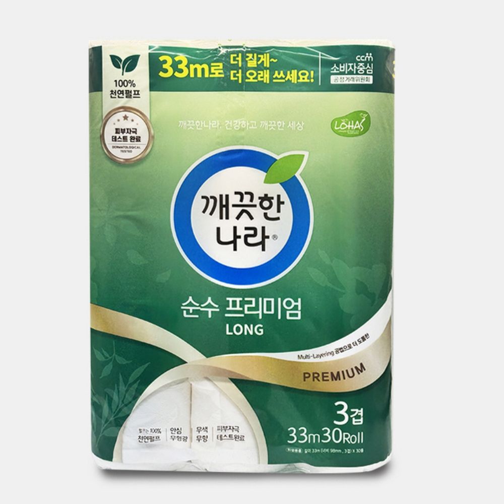 집들이 순수 천연펄프 프리미엄 롱 30롤 두루마리휴지