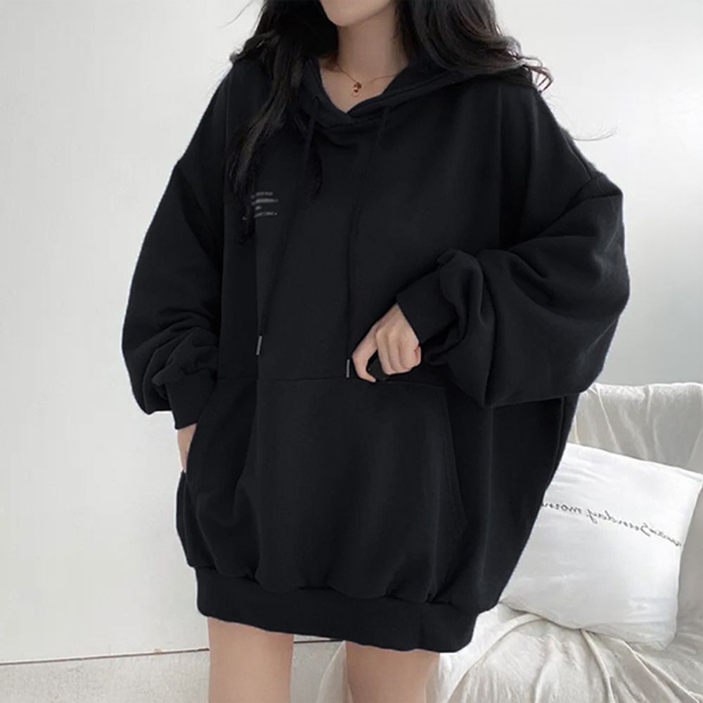 레터링티셔츠 레터링 루즈핏 여자후드티 2컬러