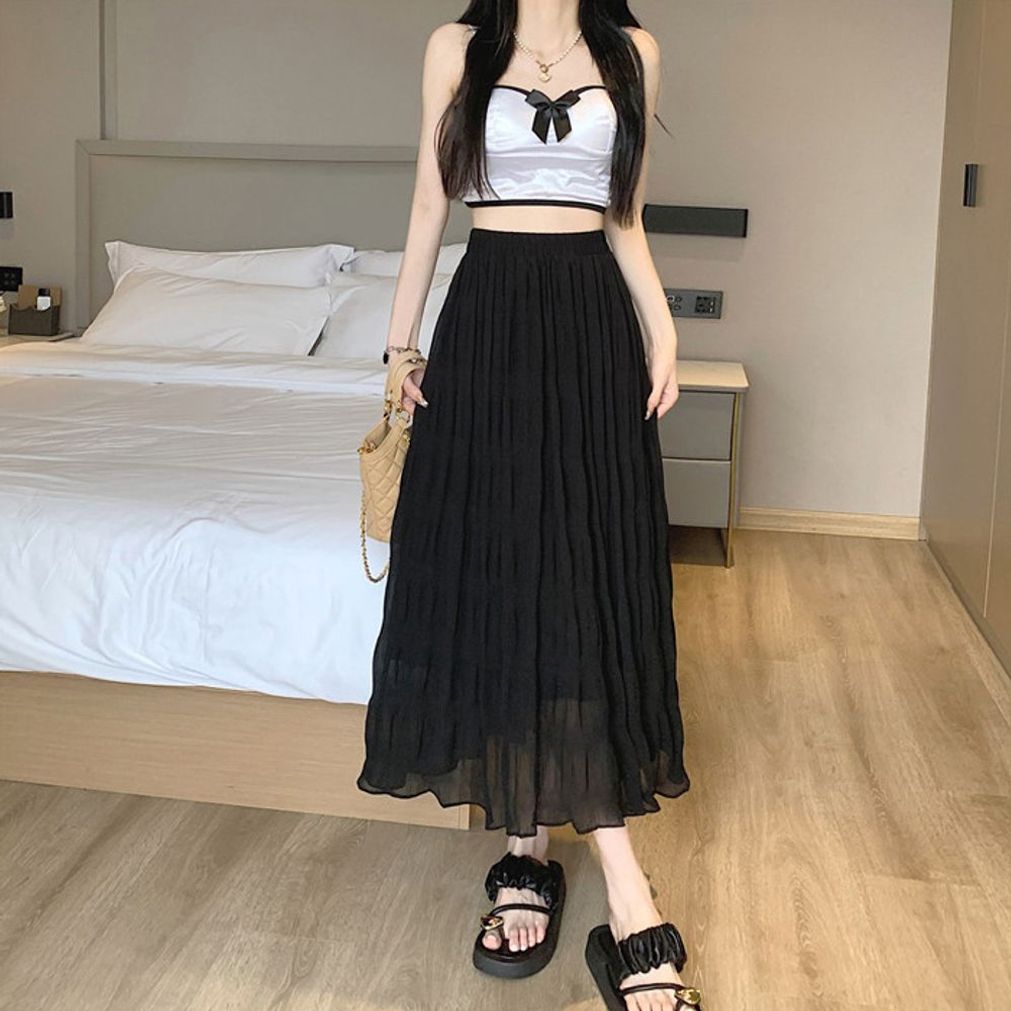 플리츠스커트 여름스커트 데일리스커트 휴양지룩