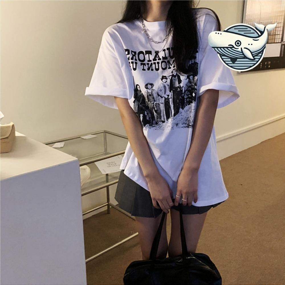 여름 영문 프린팅 루즈핏 반팔티 화이트 데일리
