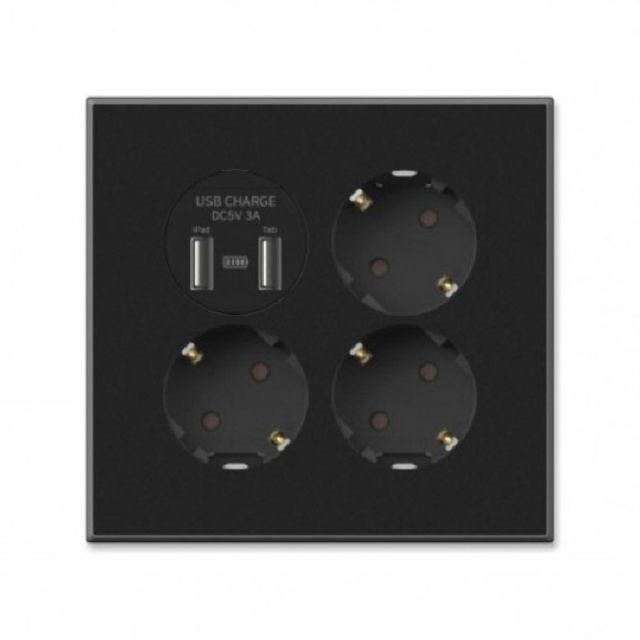 TI2 USB 콘센트 3구 다크블랙 틸인스