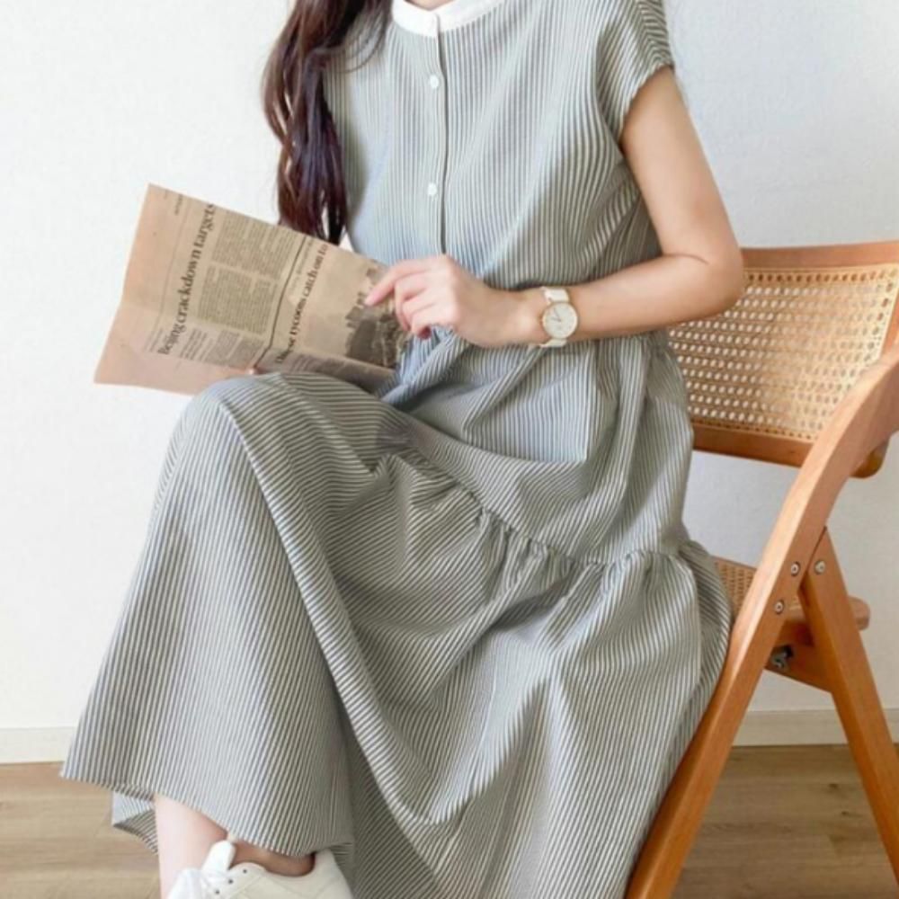 여성 여름 민소매 반팔 롱 바캉스 원피스